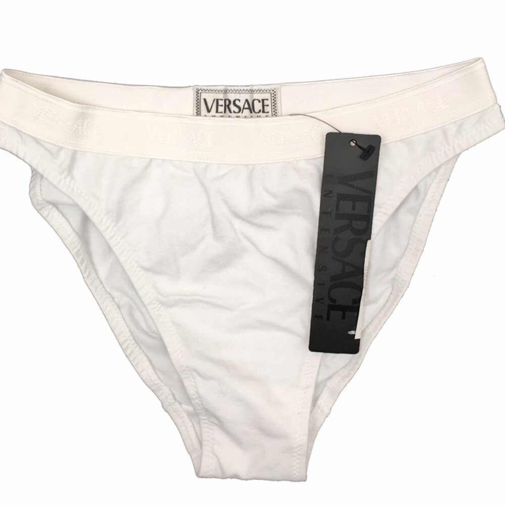 NEW Versace Intensive Panties! L or XL  Creme With Signature Versace Waistband
